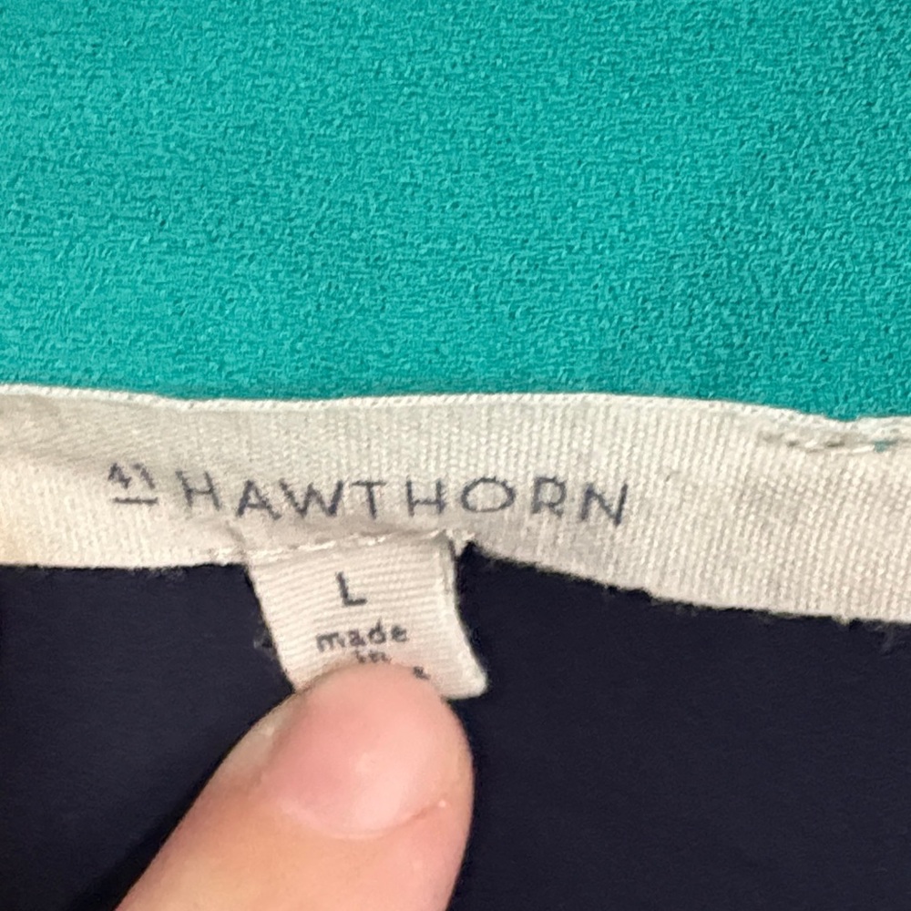 41 Hawthorn Navy Blouse with Teal Trim - Picture 2 of 6
